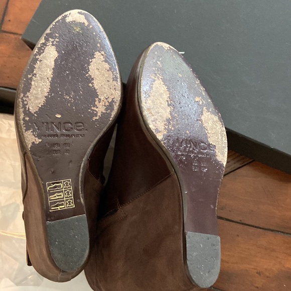 Vince chocolate brown suede & leather wedge bootie - Picture 6 of 8